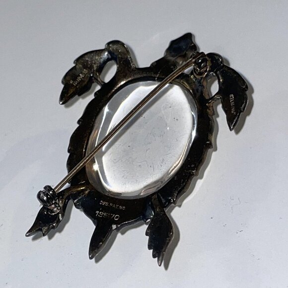 Crown Trifari Alfred Philippe Sterling Silver Jelly Belly Turtle Brooch Pin Read - Picture 11 of 16